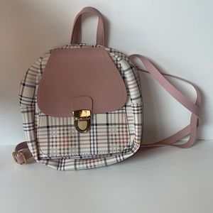 Mini plaid leather backpack